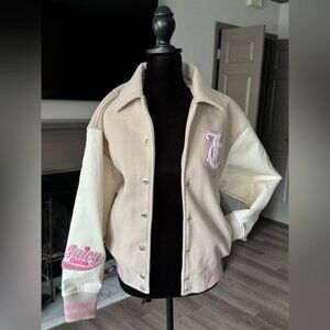 Juicy Couture Beige and White Varsity Jacket BRAND NEW ‼️